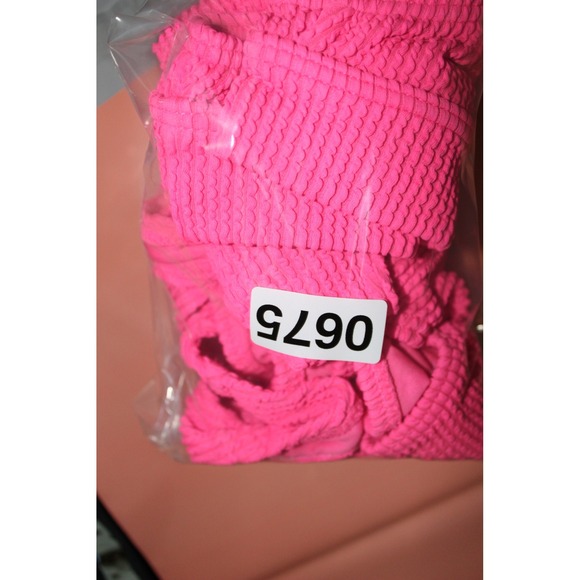 Billabong Neon Pink Smocked Bikini Set Scoop Neck High Cut Two Piece Small - Picture 9 of 9